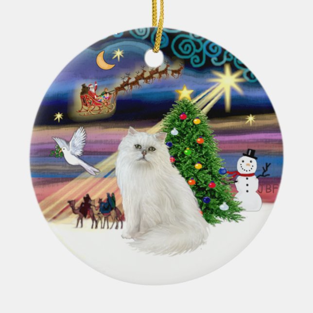 Xmas Magic - Vit perserkat Julgransprydnad Keramik (Framsidan)