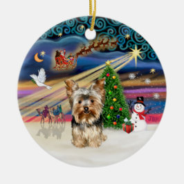 Xmas Magic - Yorkshire Terrier 17 Julgransprydnad Keramik