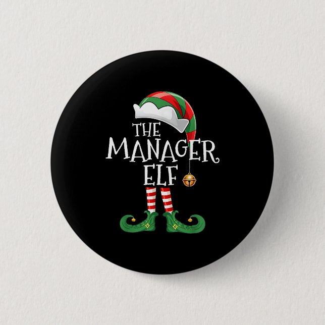 Xmas Manager Elf Matching Family Group Christmas E Knapp (Framsida)