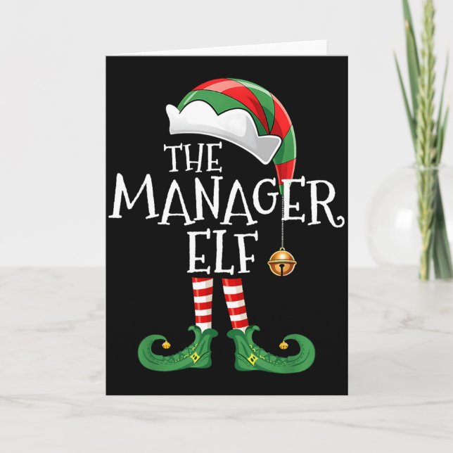 Xmas Manager Elf Matching Family Group Christmas E Kort (Framsida)