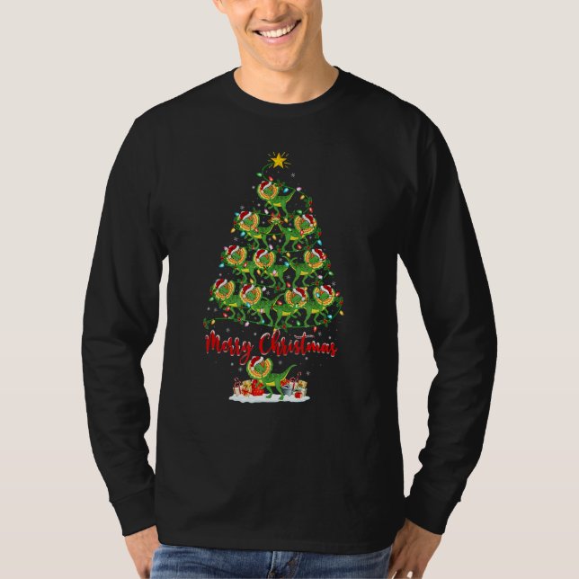 Xmas Matching Santa Dilophosaurus Dinosaur Christm T Shirt (Framsida)