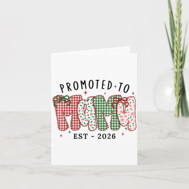 Xmas Mom Christmas Lace Coquette Promoted To Mama  Kort (Framsida)