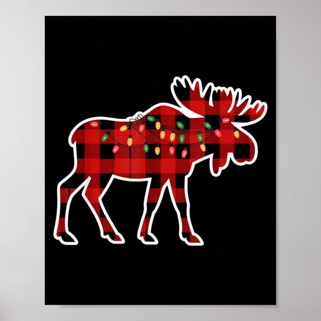 Xmas Moose Red And Black Buffalo Plaid Christmas L Poster (Framsidan)