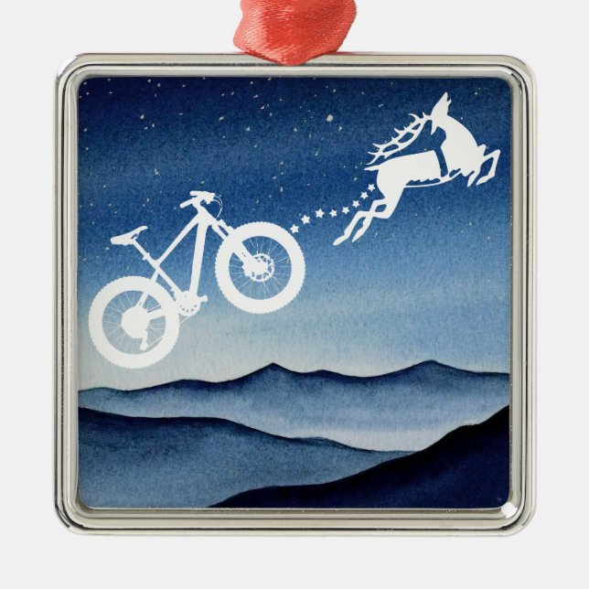 Xmas Mountain Bike Reindeer Christmas Star Night  Julgransprydnad Metall (Framsidan)