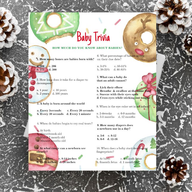 Xmas-munkar - Baby Trivia | Baby Shower-spel (Skapare uppladdad)