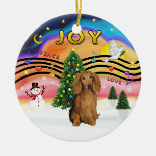 Xmas Music 2 - Dachshund (lg H, sable) Julgransprydnad Keramik