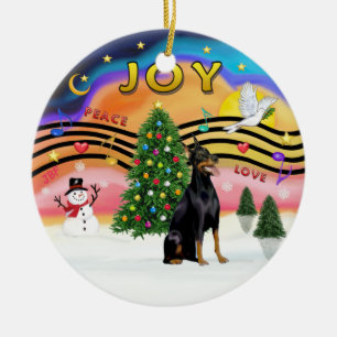 Xmas Music 2 - Doberman 1 Julgransprydnad Keramik