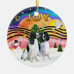 Xmas Music 2 - Engelska Springer (2 svart-vit) Julgransprydnad Keramik