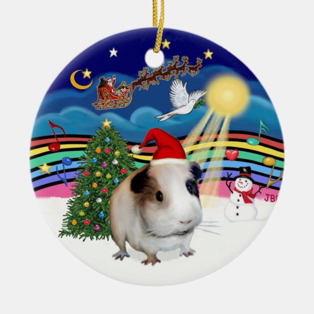 Xmas Musik 3 - Marsvin #1 Julgransprydnad Keramik (Framsidan)