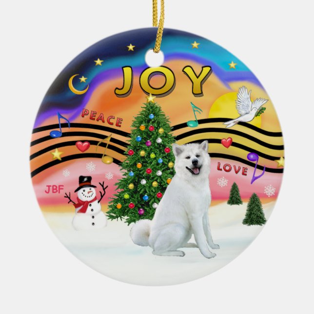 Xmas Musik - Akita (vit) Julgransprydnad Keramik (Framsidan)