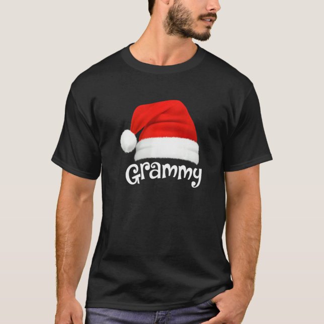 Xmas Pajama Group Matching Grammy Christmas Hat T Shirt (Framsida)