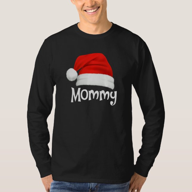 Xmas Pajama Group Matching Mommy Christmas Hat T Shirt (Framsida)