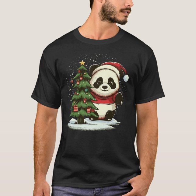 Xmas Panda Santa on Christmas Panda T Shirt (Framsida)