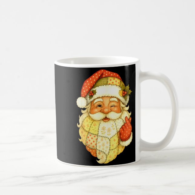 Xmas Patchwork Santa Claus Christmas Funny Mens Wo Kaffemugg (Höger)