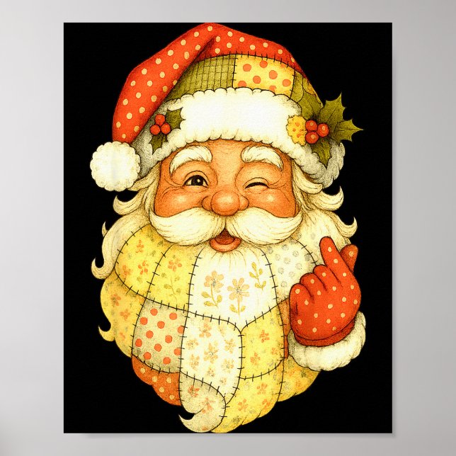 Xmas Patchwork Santa Claus Christmas Funny Mens Wo Poster (Framsidan)