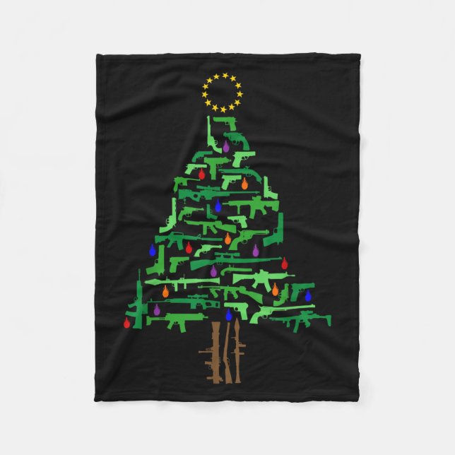 Xmas Patriotic 2nd Amendment Gun Christmas Tree  Fleecefilt (Framsidan)
