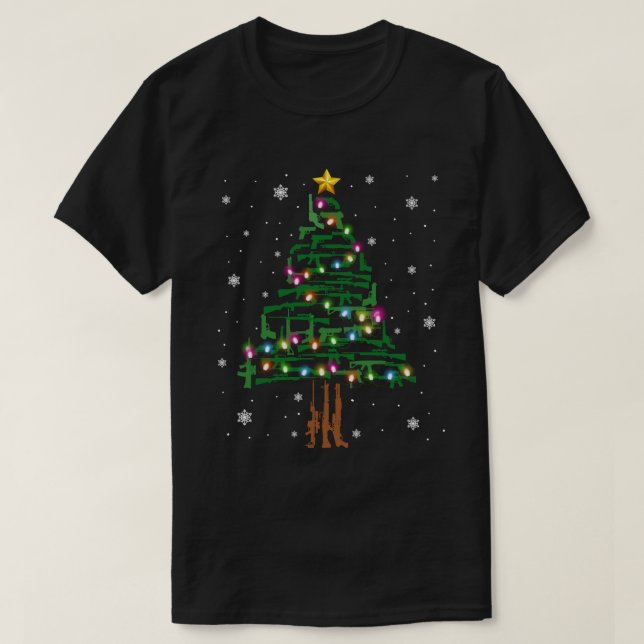 Xmas Patriotic 2nd Amendment Gun Christmas Tree T Shirt (Design framsida)