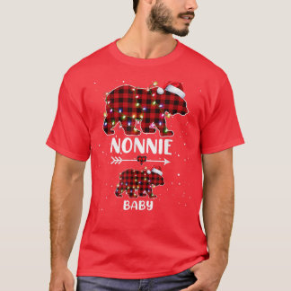 Xmas Plaid Bear Nonnie Baby Polar Pregnancy Announ T Shirt