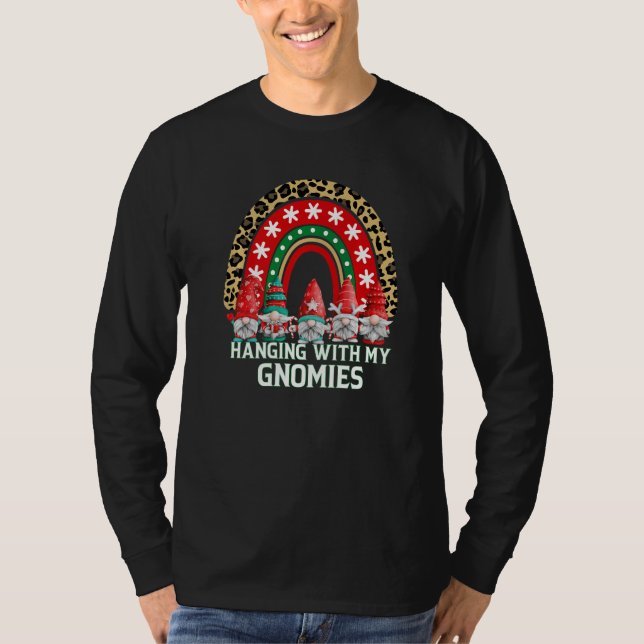 Xmas Rainbow Hanging With My Gnomies  Gnome Christ T Shirt (Framsida)