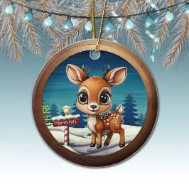 Xmas Reindeer Wildlife North Pole Deer Rustic 🎄🦌 Julgransprydnad Keramik