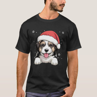 Xmas Saint Bernard Dog Wearing Santa Hat Pet Anima T Shirt