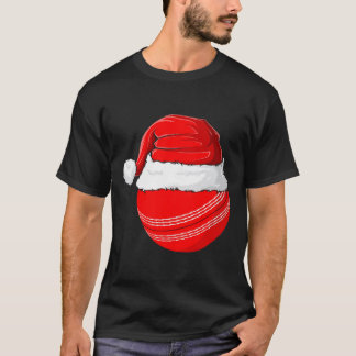 Xmas Santa Hat Christmas Cricket T Shirt