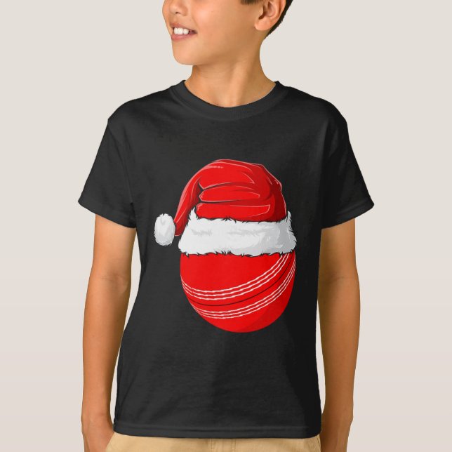 Xmas Santa Hat Christmas Cricket  T Shirt (Framsida)