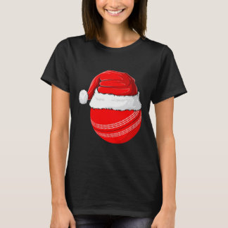 Xmas Santa Hat Christmas Cricket T Shirt