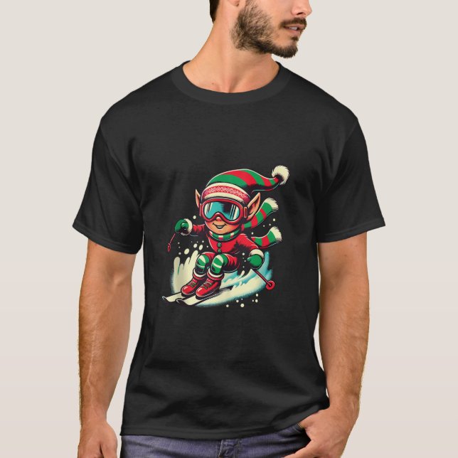 Xmas Ski squad team ski lovers Skier Elf skiing Ch T Shirt (Framsida)