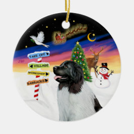 Xmas-skyltar - Newfie Landseer Julgransprydnad Keramik