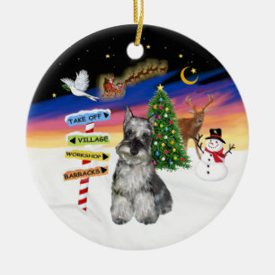 Xmas-skyltar - Schnauzer #4 Julgransprydnad Keramik