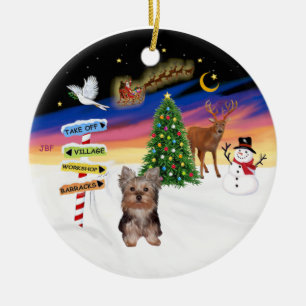 Xmas-skyltar - Yorkshire Terrier-valp Julgransprydnad Keramik