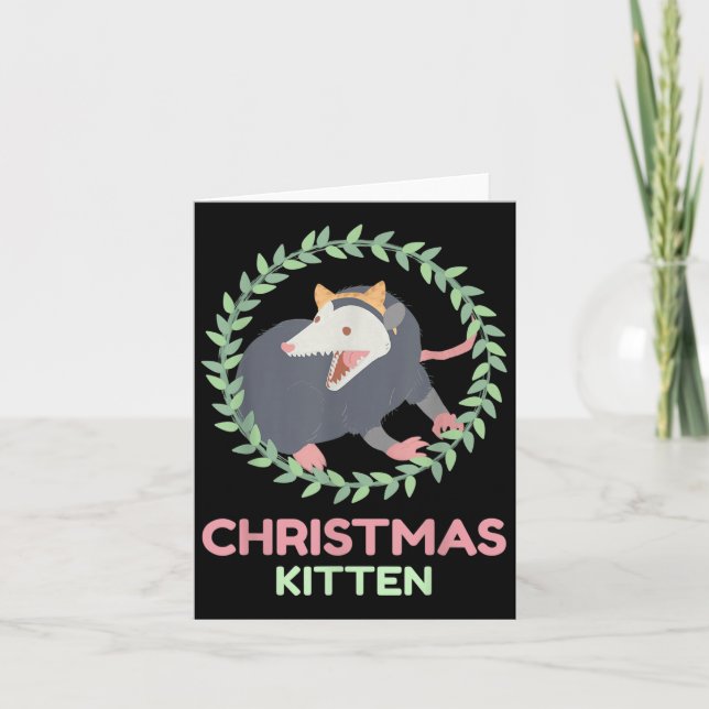 Xmas Ssum Kitten - Creepy Cute Pastel Goth Christm Kort (Framsida)