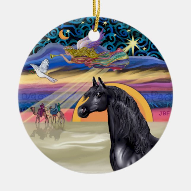 Xmas Star - Arabhäst (svart) Julgransprydnad Keramik (Framsidan)