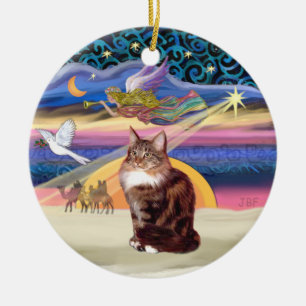 Xmas Star - Maine Coon katt 9 Julgransprydnad Keramik