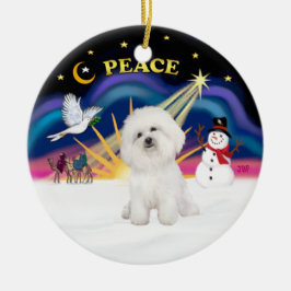 Xmas Sunrise - Bichon Frise 4 Julgransprydnad Keramik