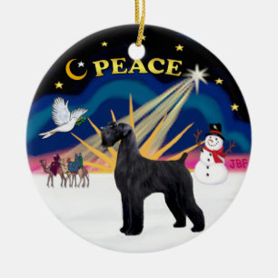 Xmas Sunrise - Giant Black Schnauzer Julgransprydnad Keramik