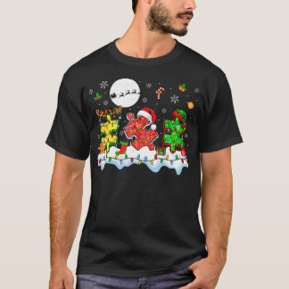 Xmas Three Santa Reindeer Elf Autism Awareness Puz T Shirt