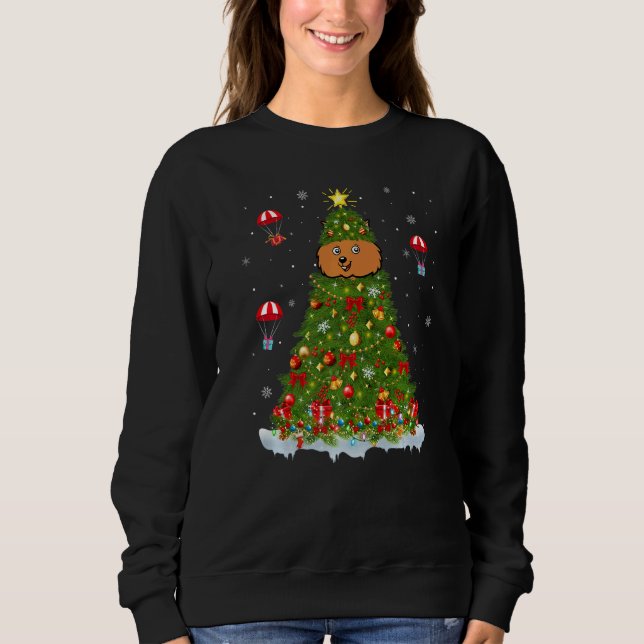 Xmas Tree Decorations Lights Santa Quokka Christma T Shirt (Framsida)
