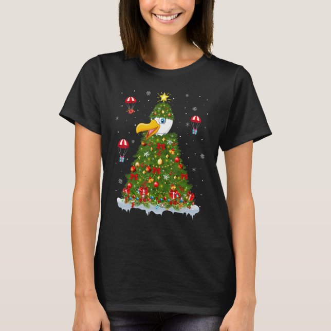 Xmas Tree Decorations Lights Santa Seagull Bird Ch T Shirt (Framsida)