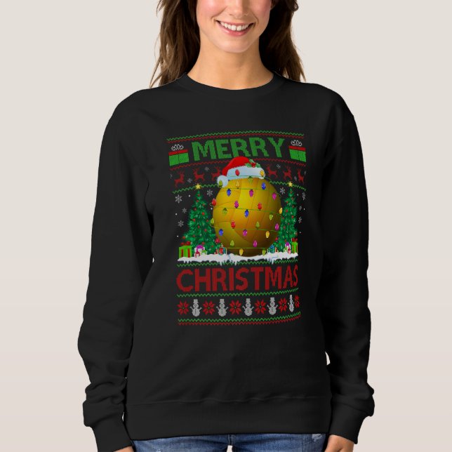 Xmas Tree Lights Ugly Santa Beach Volleyball Chris T Shirt (Framsida)