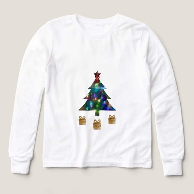 Xmas Tree & Presents Kids Long Sleeve Shirt T (Design framsida)