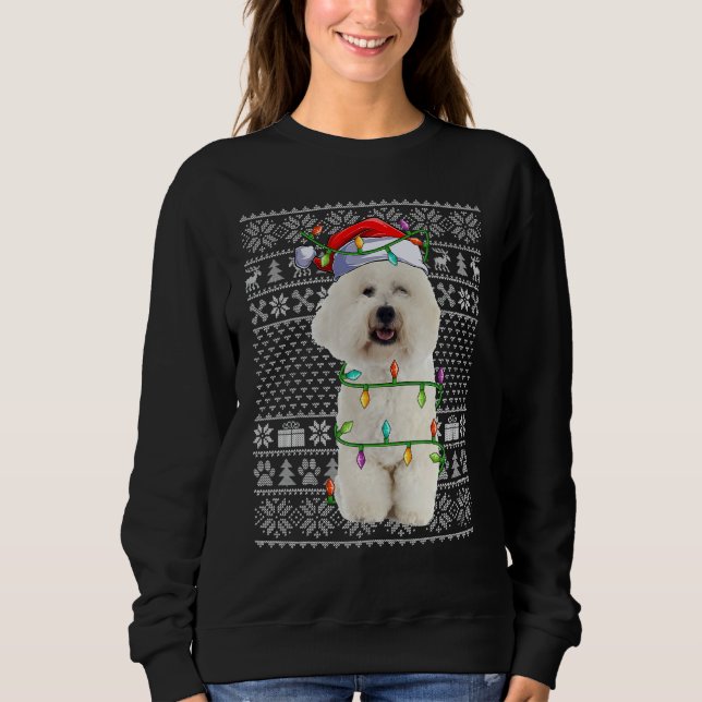 Xmas Ugly Sweater Style Santa Bichon Frise Dog Chr T Shirt (Framsida)