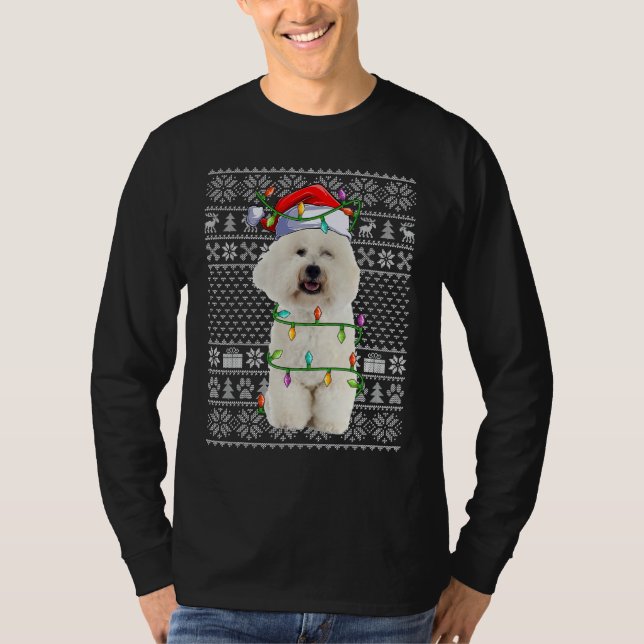 Xmas Ugly Sweater Style Santa Bichon Frise Dog Chr T Shirt (Framsida)