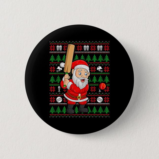 Xmas Ugly Sweater Style Santa Playing Cricket Chri Knapp (Framsida)