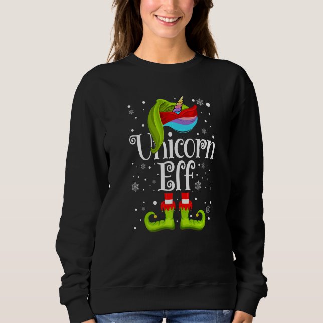 Xmas Unicorn Elf Matching Christmas  Elves Kids T Shirt (Framsida)