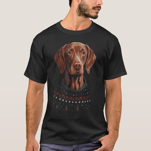 Xmas Vizsla Santa on Christmas Vizsla T Shirt (Framsida)
