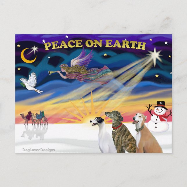 XmasSunrise-3 Greyhounds Helg Vykort (Framsida)