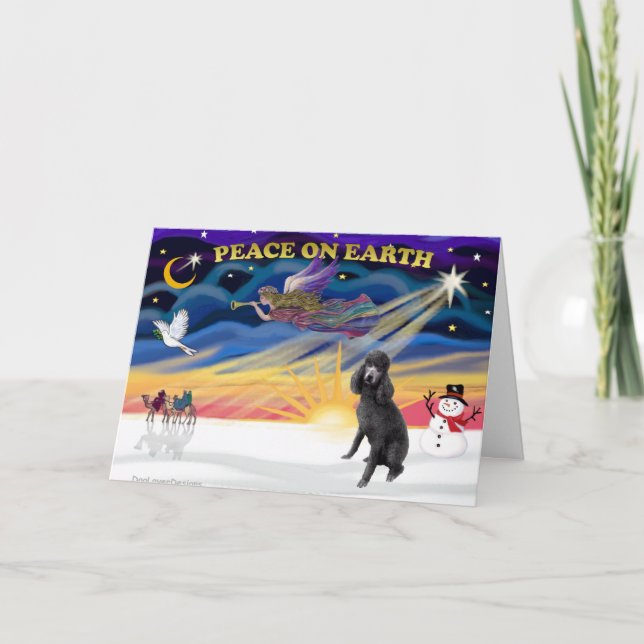 XmasSunrise-Black Standard Pudel Helgkort (Framsida)