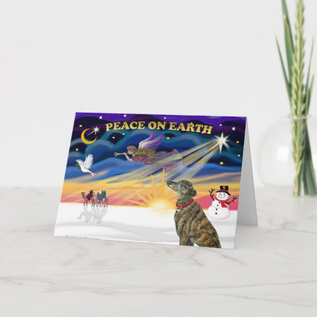 XmasSunrise-Brindle Greyhound Helgkort (Framsida)